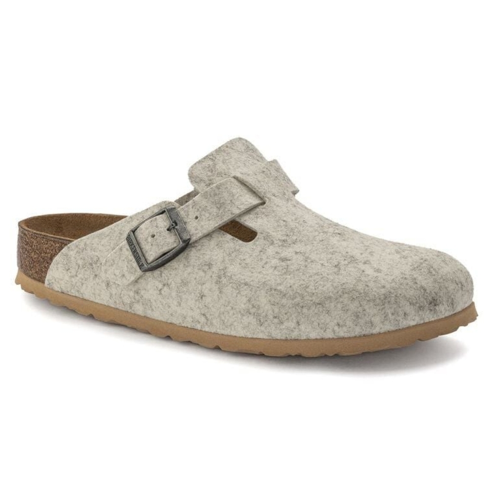 Birkenstock Boston Eggshell Wool-felt Clogs